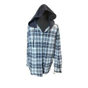 American Rag Men’s Hooded Plaid Button-Up Shirt Size L